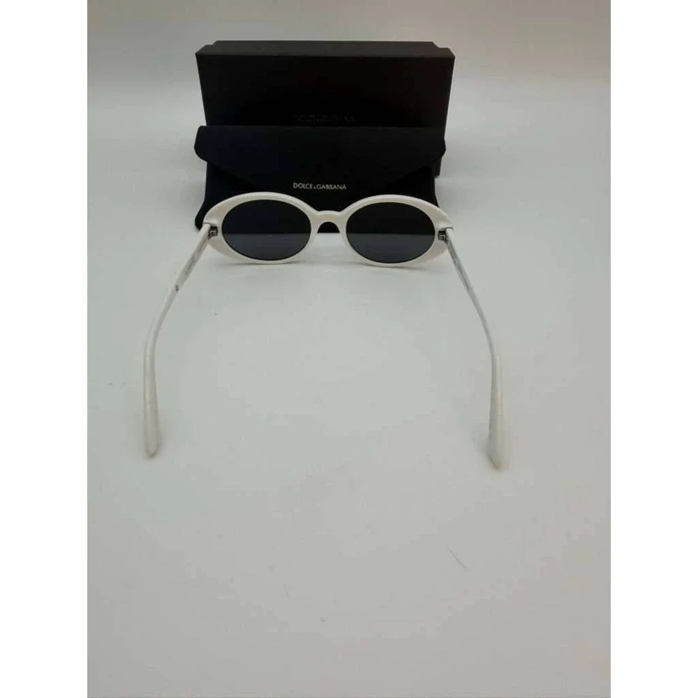 Dolce & Gabbana Oval White Sunglasses Black‎ Lens Authentic Luxury Full Set